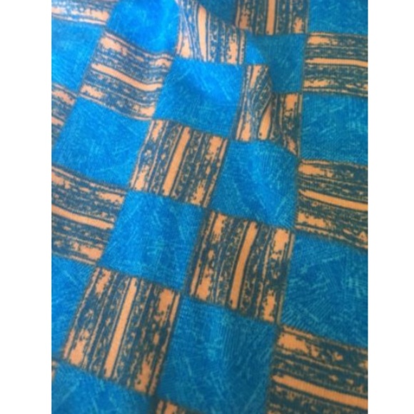 LulaRoe Nicole Dress Blue And Gold Squares Size 2X - Picture 5 of 6